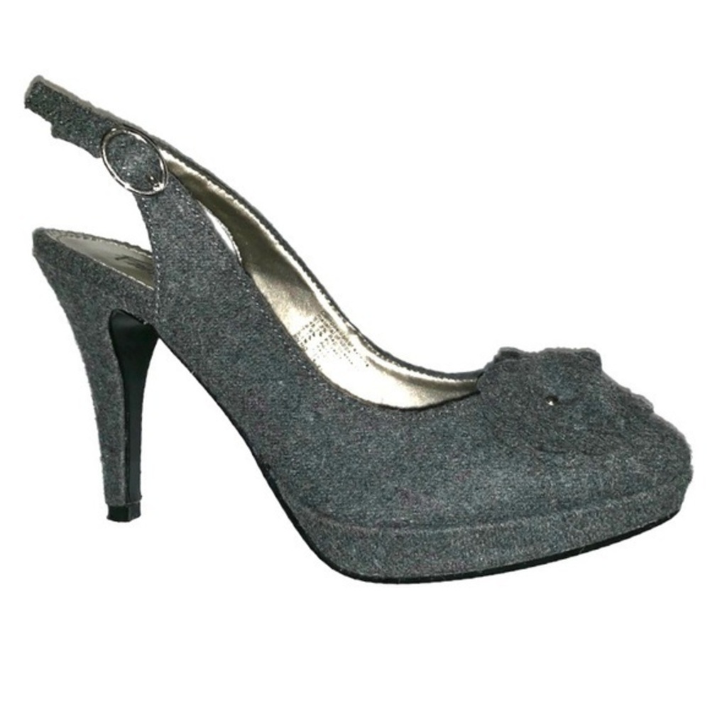 Fiona size 6.5 gray wool blend sling back 4” heels